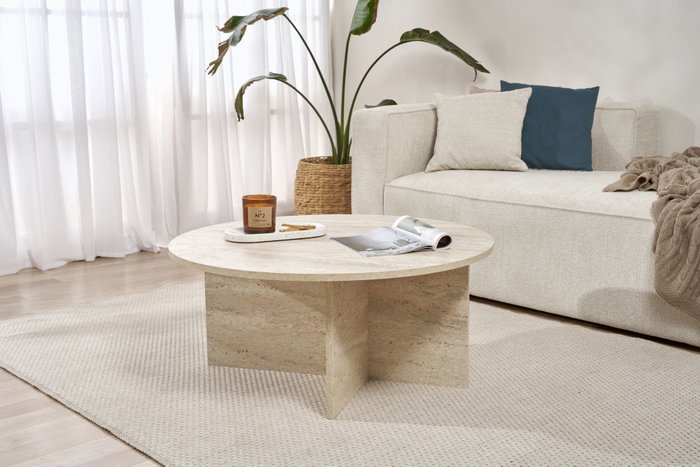 Hanah Home Mesa de Café Soleil - Travertino